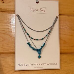 Myra Bag Turquoise and Silver Layered Necklace